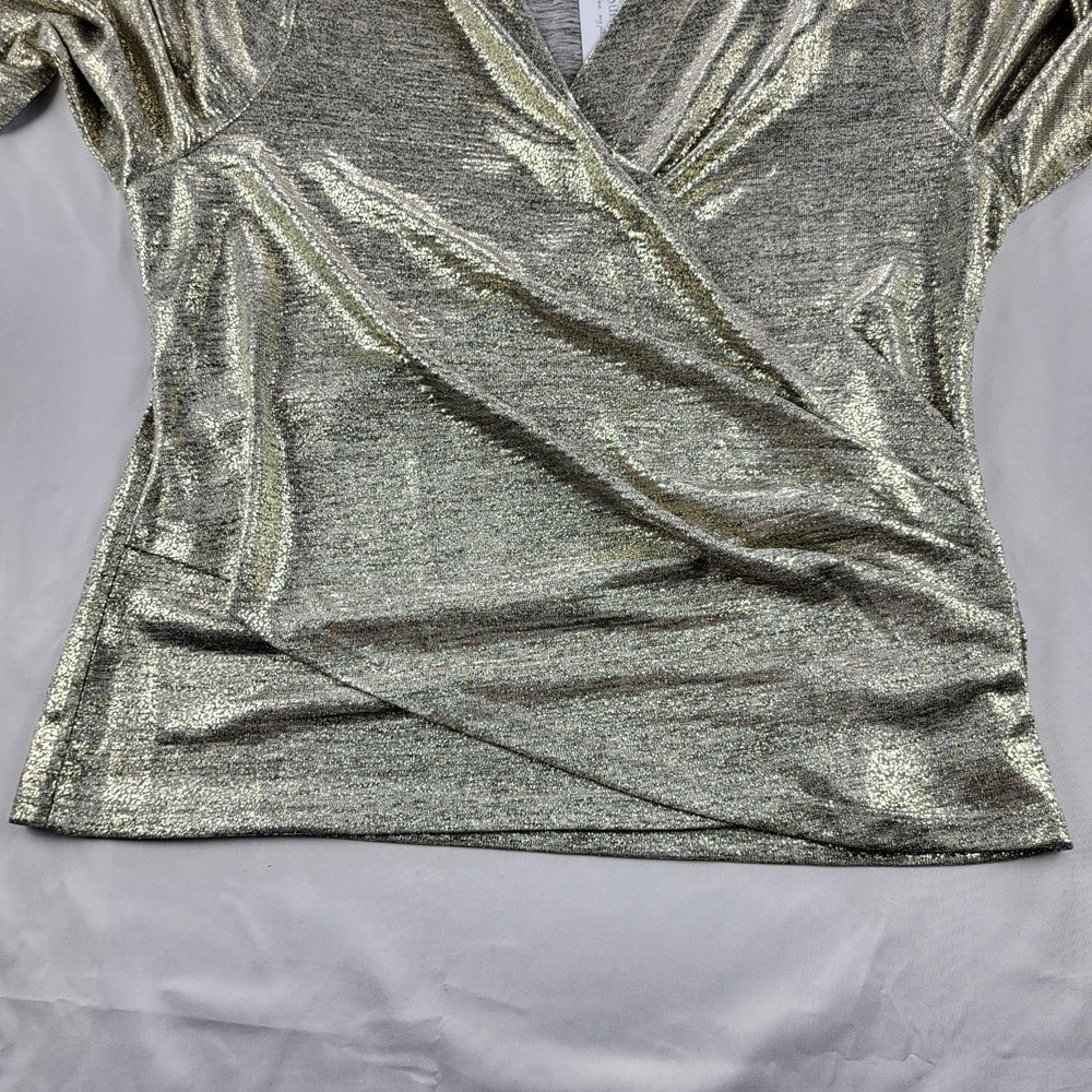 Soft Surrounding Women Wrap Top Stella Neutral Foil NWT Large Metallic Gold - Picture 5 of 12